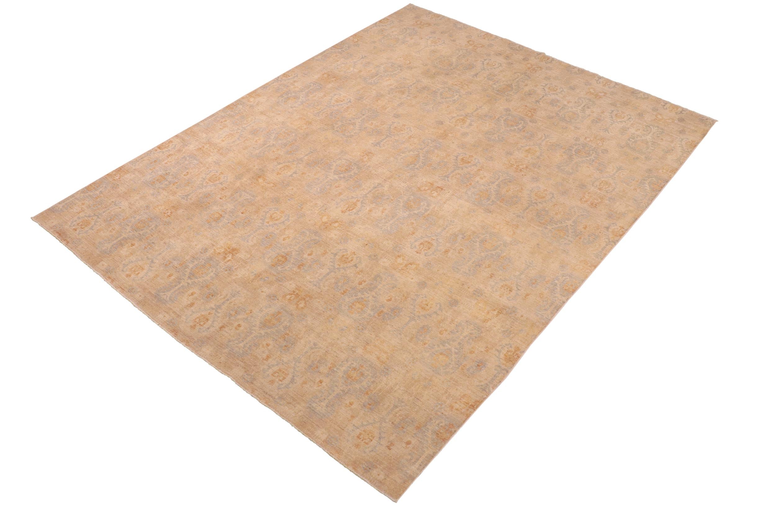 handmade Modern Kafkaz Beige Rust Hand Knotted RECTANGLE 100% WOOL area rug 8' x 10'
