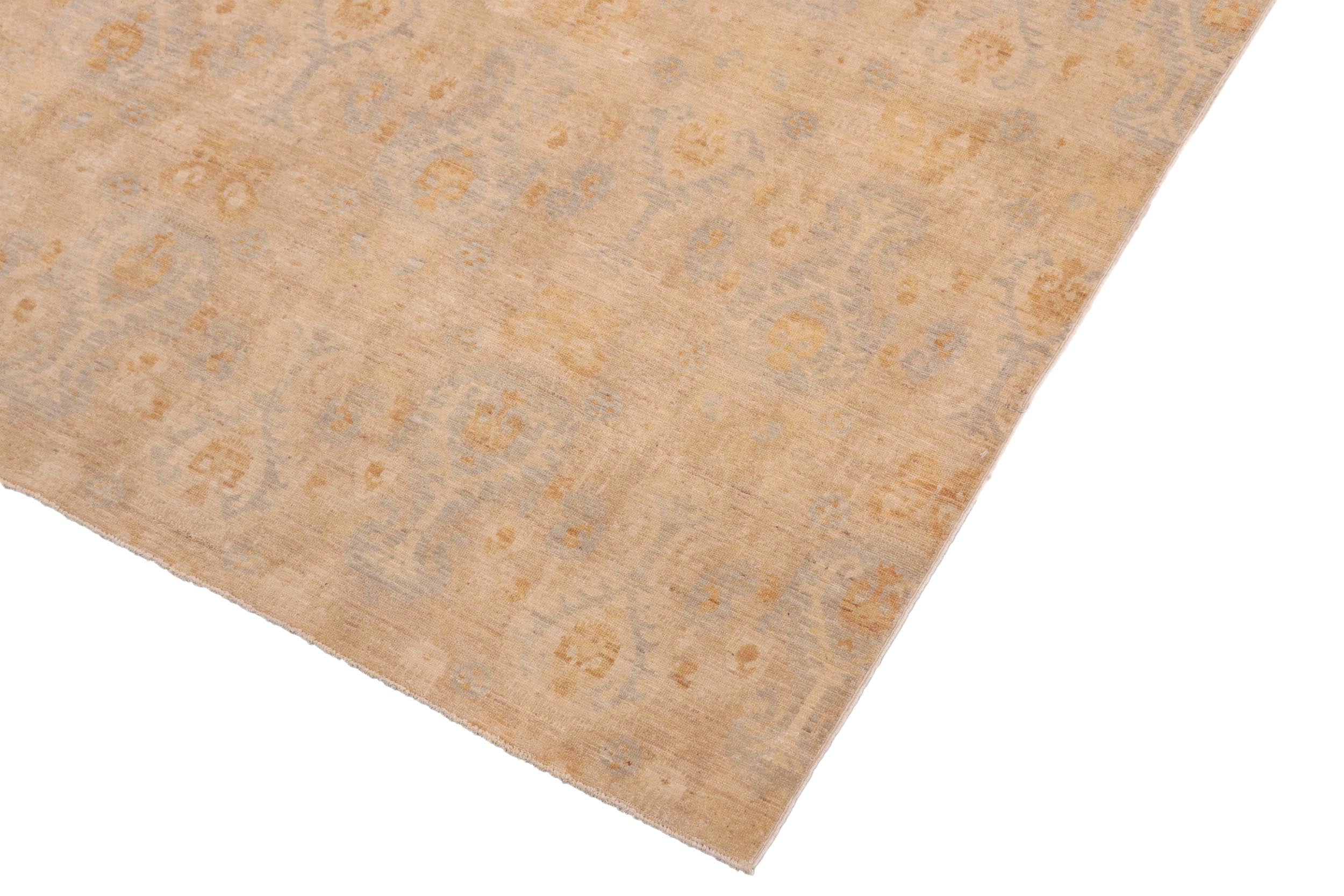 handmade Modern Kafkaz Beige Rust Hand Knotted RECTANGLE 100% WOOL area rug 8' x 10'