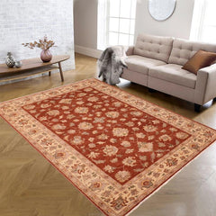 handmade Traditional Kafkaz Rust Tan Hand Knotted RECTANGLE 100% WOOL area rug 6 x 9
