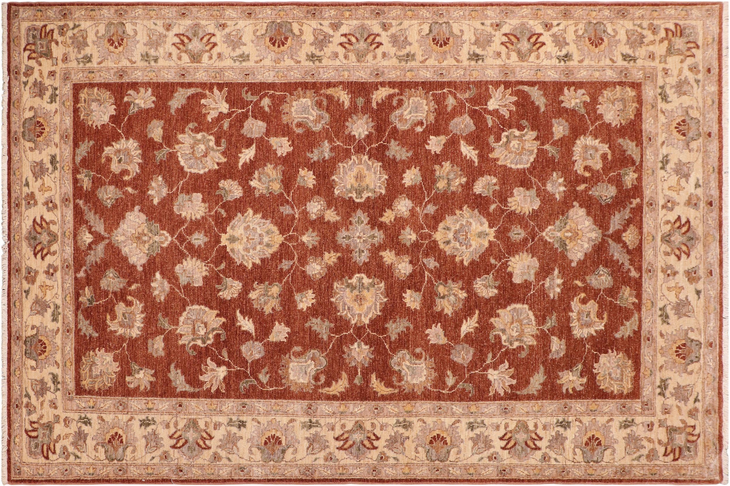 handmade Traditional Kafkaz Rust Tan Hand Knotted RECTANGLE 100% WOOL area rug 6x9