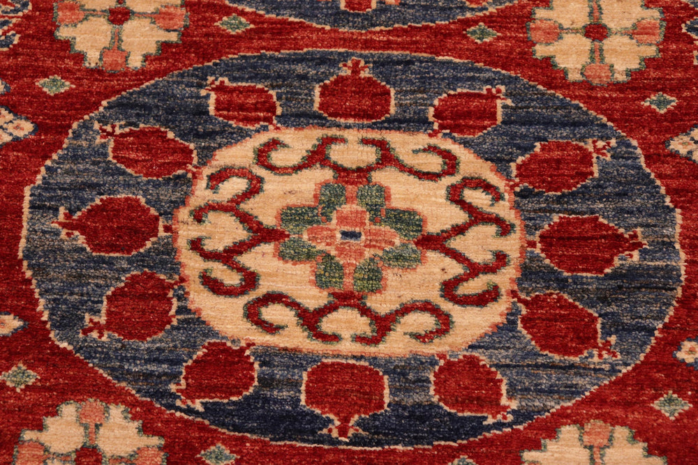 handmade Geometric Super Kazak Red Blue Hand Knotted RECTANGLE 100% WOOL area rug 5' x 6'