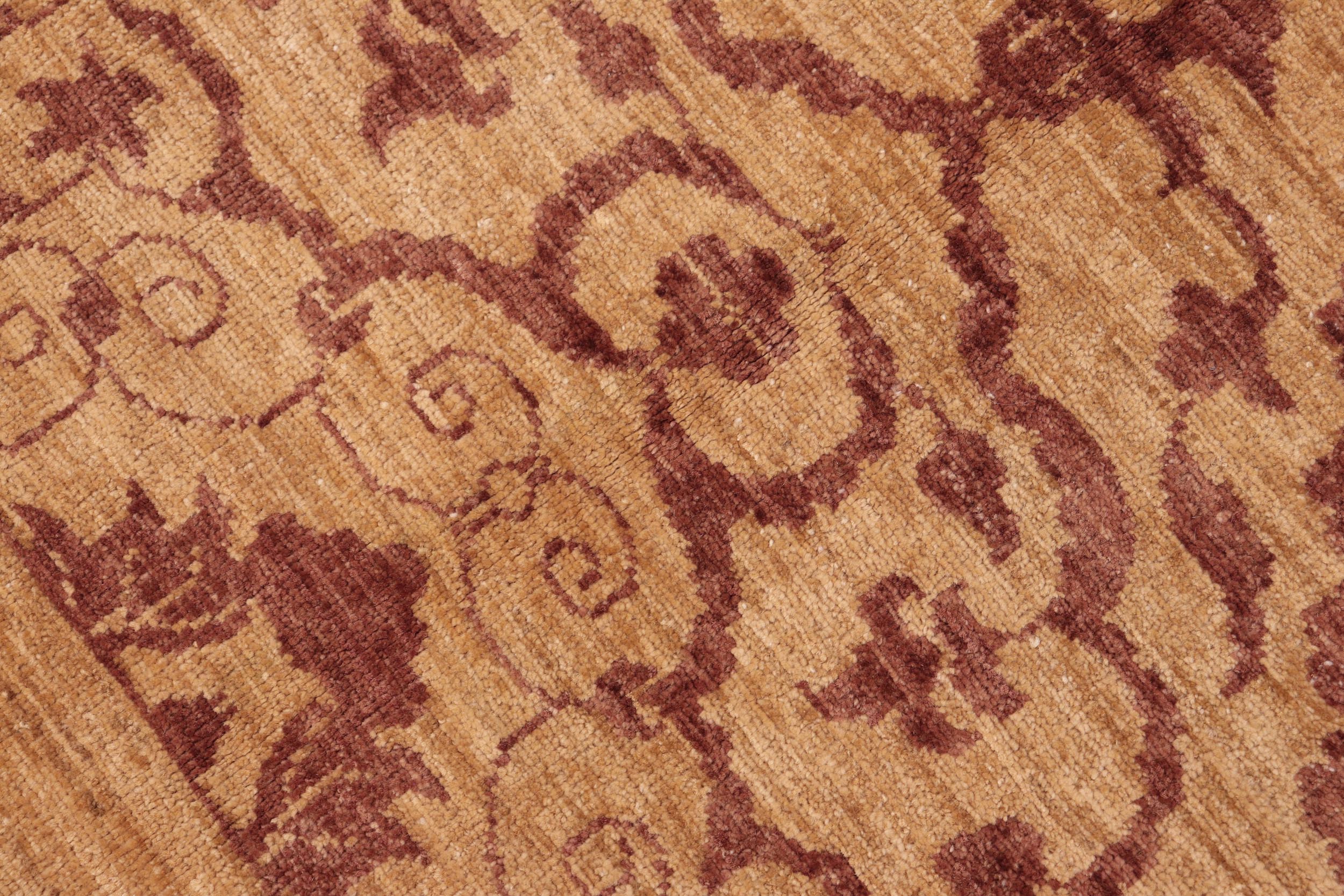handmade Modern Kafkaz Gold Brown Hand Knotted RECTANGLE 100% WOOL area rug 6' x 9'