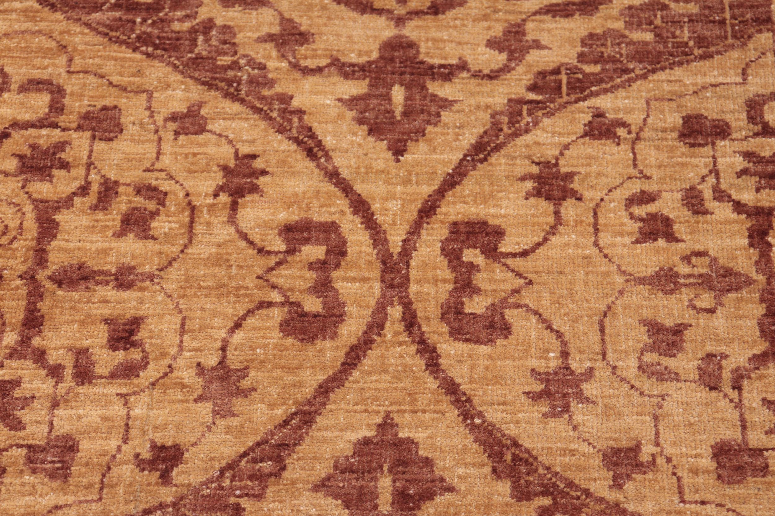 handmade Modern Kafkaz Gold Brown Hand Knotted RECTANGLE 100% WOOL area rug 6' x 9'