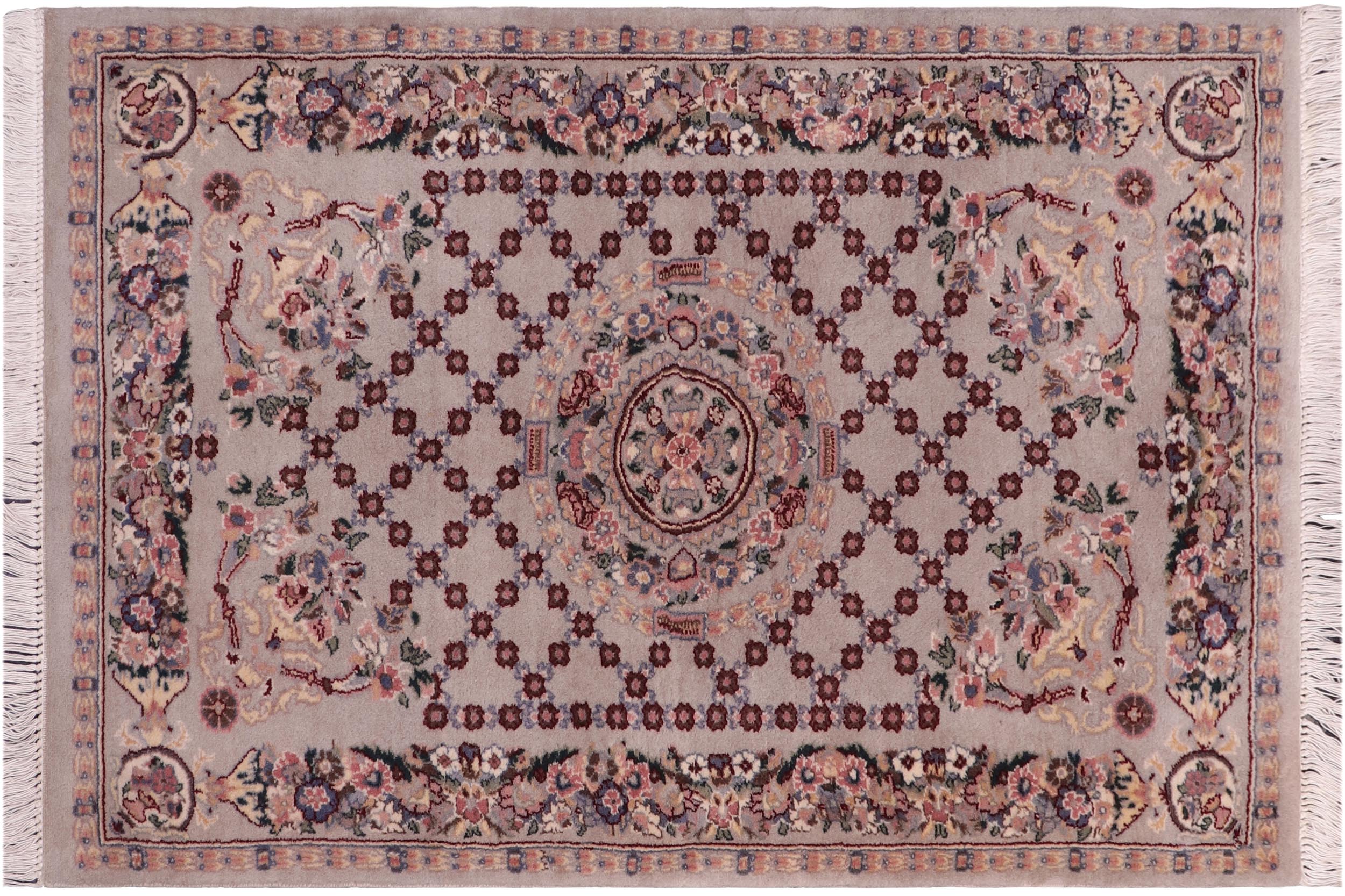 handmade Traditional  Gray Blue Hand Knotted RECTANGLE 100% WOOL area rug 3x4