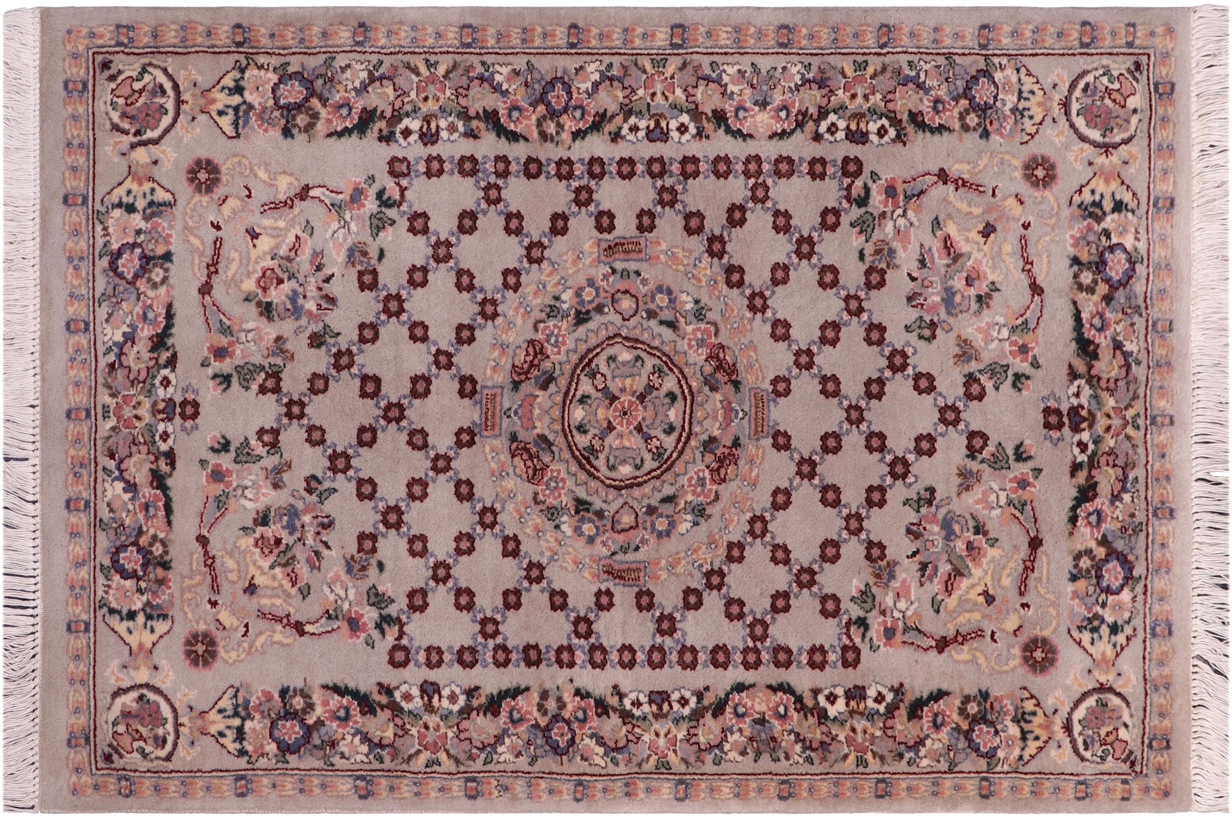 handmade Traditional  Gray Blue Hand Knotted RECTANGLE 100% WOOL area rug 3x4