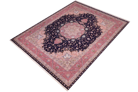 handmade Traditional Tabriz Blue Pink Hand Knotted RECTANGLE WOOL&SILK area rug 13x17
