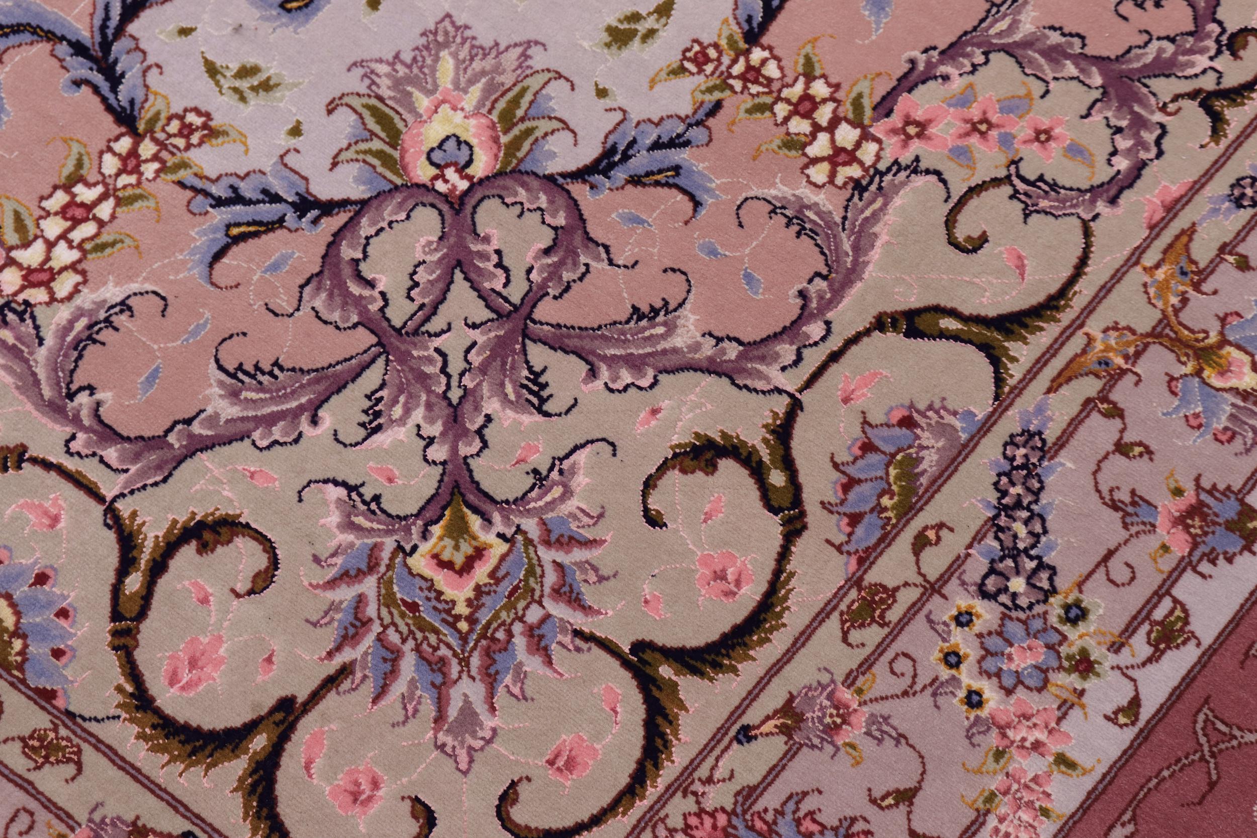 handmade Traditional Tabriz Blue Pink Hand Knotted RECTANGLE WOOL&SILK area rug 13x17
