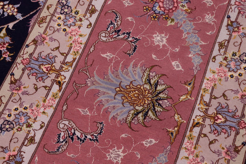 handmade Traditional Tabriz Blue Pink Hand Knotted RECTANGLE WOOL&SILK area rug 13x17
