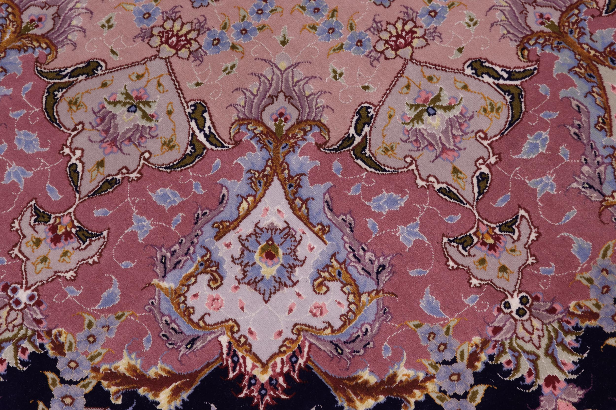 handmade Traditional Tabriz Blue Pink Hand Knotted RECTANGLE WOOL&SILK area rug 13x17
