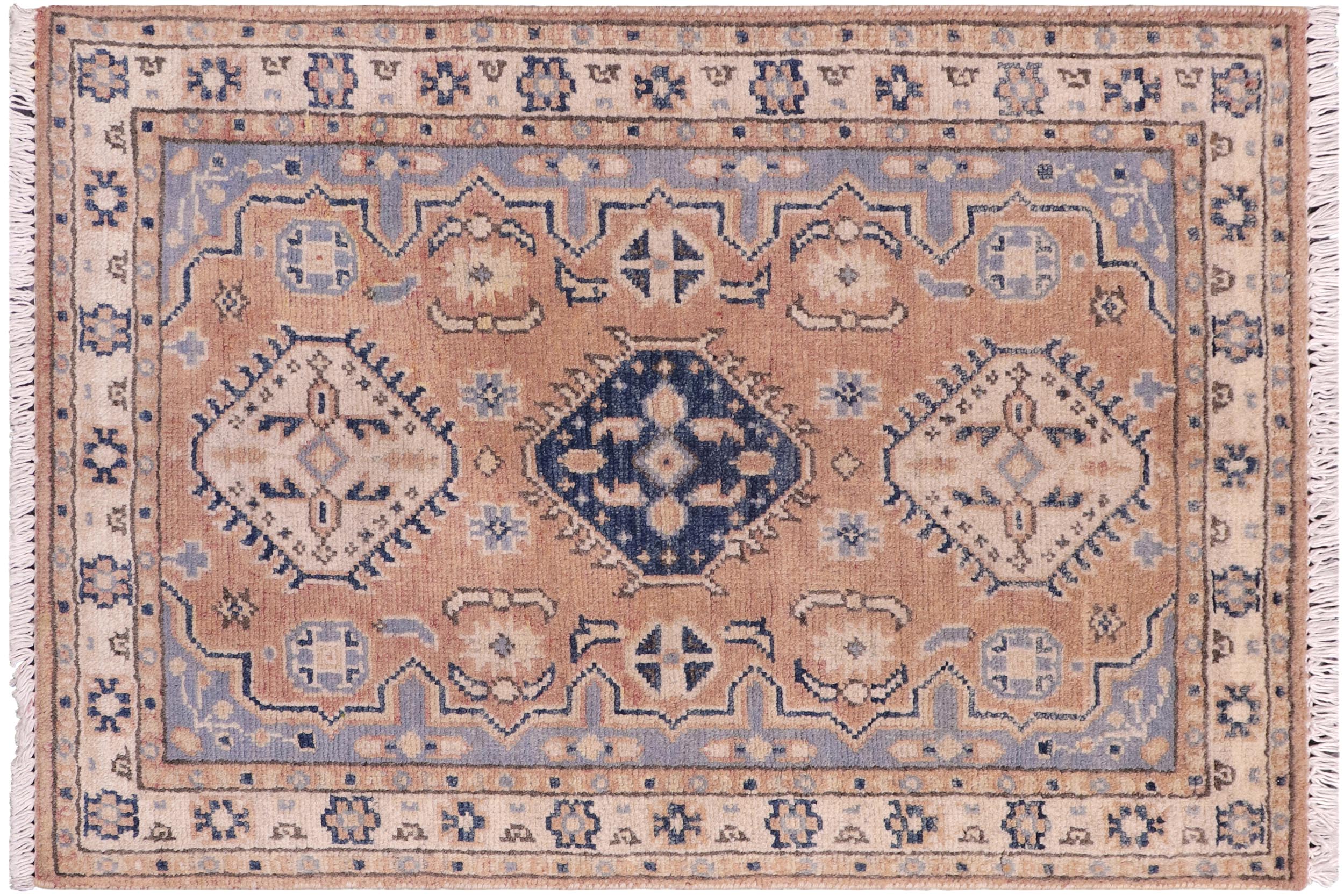 handmade Traditional Kafkaz Brown Ivory Hand Knotted RECTANGLE 100% WOOL area rug 2' x 3'
