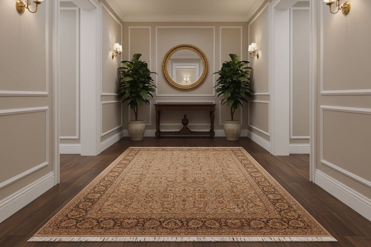 handmade Transitional Persian Taupe Brown Hand Knotted RECTANGLE 100% WOOL area rug 8x10
