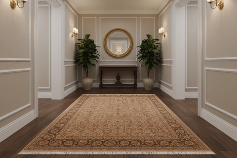 handmade Transitional Persian Taupe Brown Hand Knotted RECTANGLE 100% WOOL area rug 8x10