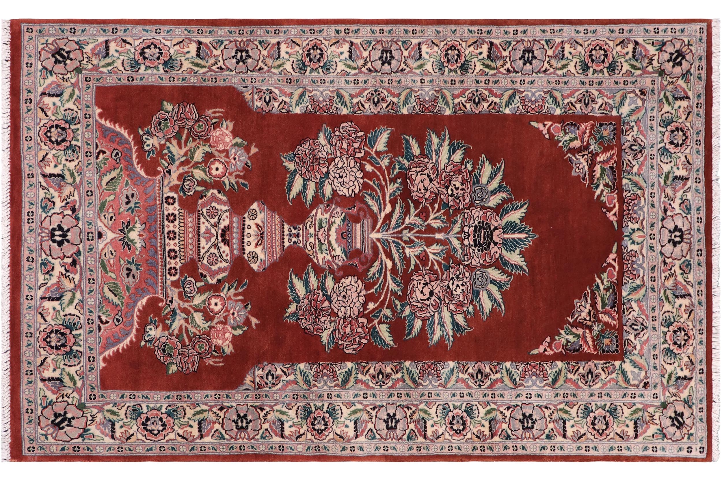 handmade Traditional Persian Rust Beige Hand Knotted RECTANGLE 100% WOOL area rug 3x5