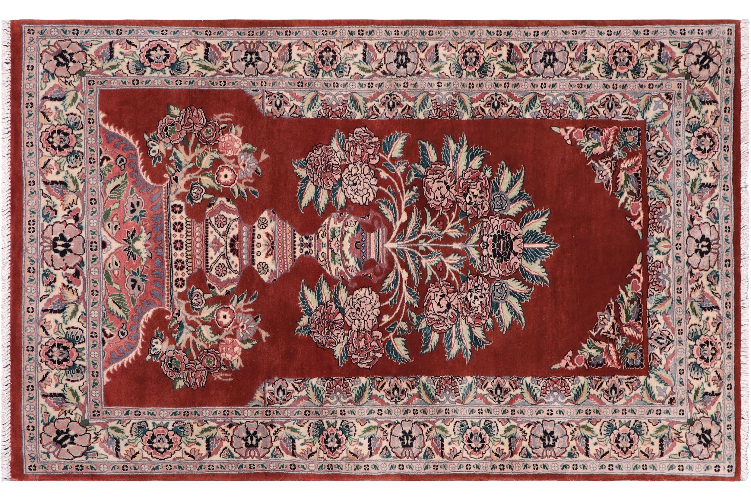 handmade Traditional Persian Rust Beige Hand Knotted RECTANGLE 100% WOOL area rug 3x5