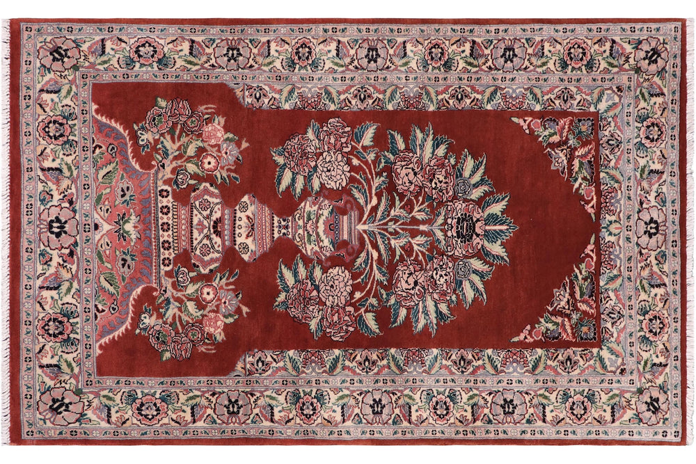 handmade Traditional Persian Rust Beige Hand Knotted RECTANGLE 100% WOOL area rug 3x5