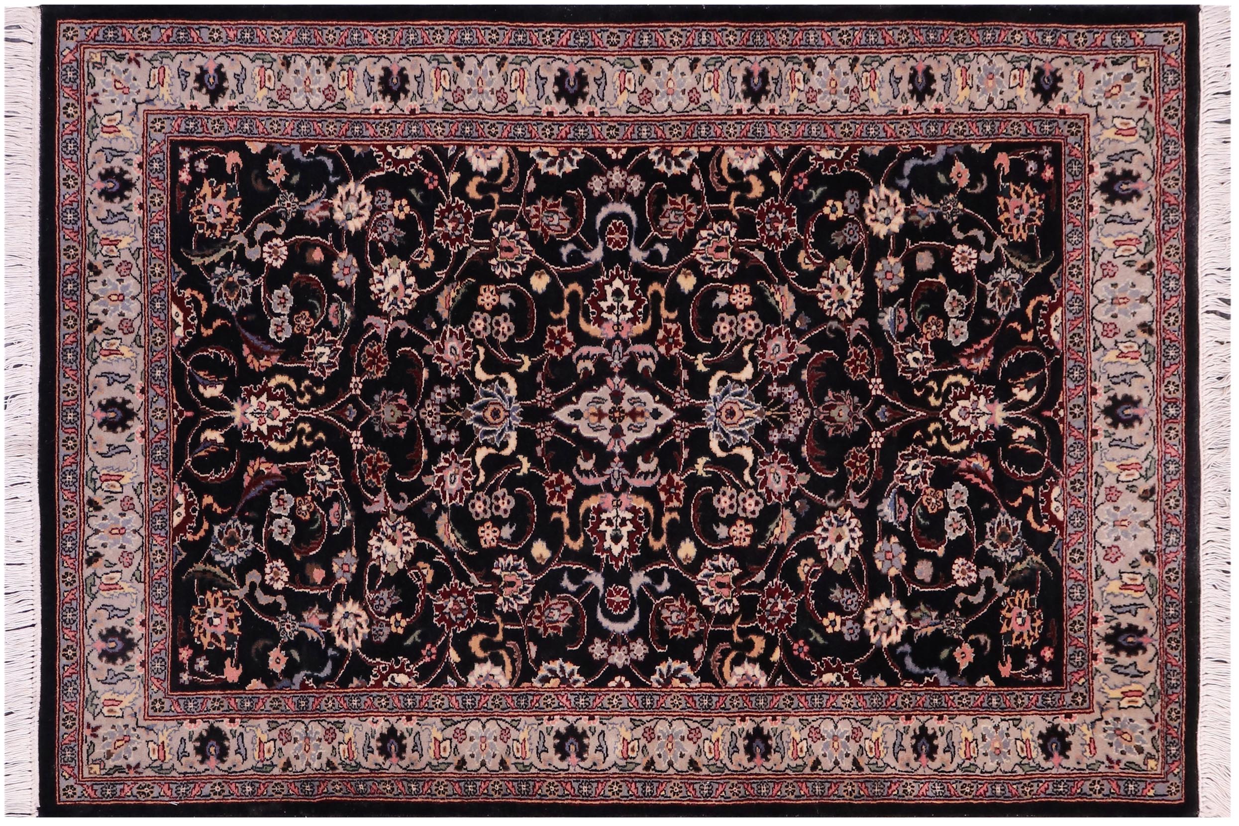 handmade Traditional Abasi Afsha Black Gray Hand Knotted RECTANGLE 100% WOOL area rug 3x5