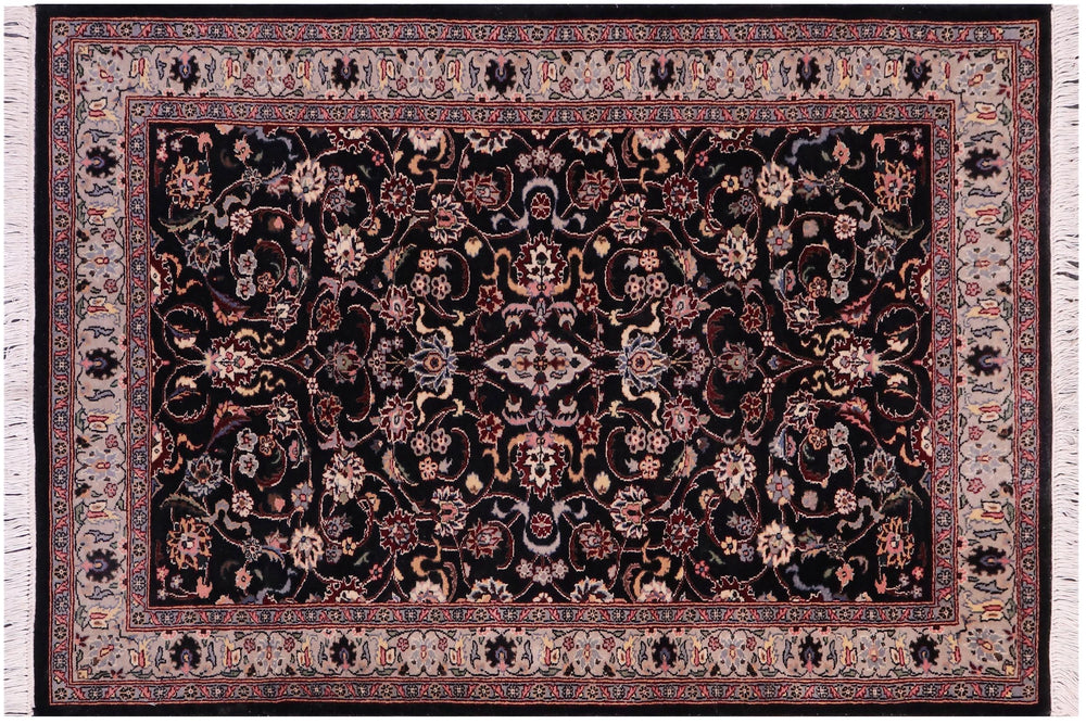 handmade Traditional Abasi Afsha Black Gray Hand Knotted RECTANGLE 100% WOOL area rug 3x5