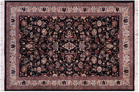 handmade Traditional Abasi Afsha Black Gray Hand Knotted RECTANGLE 100% WOOL area rug 3x5