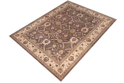handmade Transitional Kafkaz Grayish Gre Ivory Hand Knotted RECTANGLE 100% WOOL area rug 10' x 14'