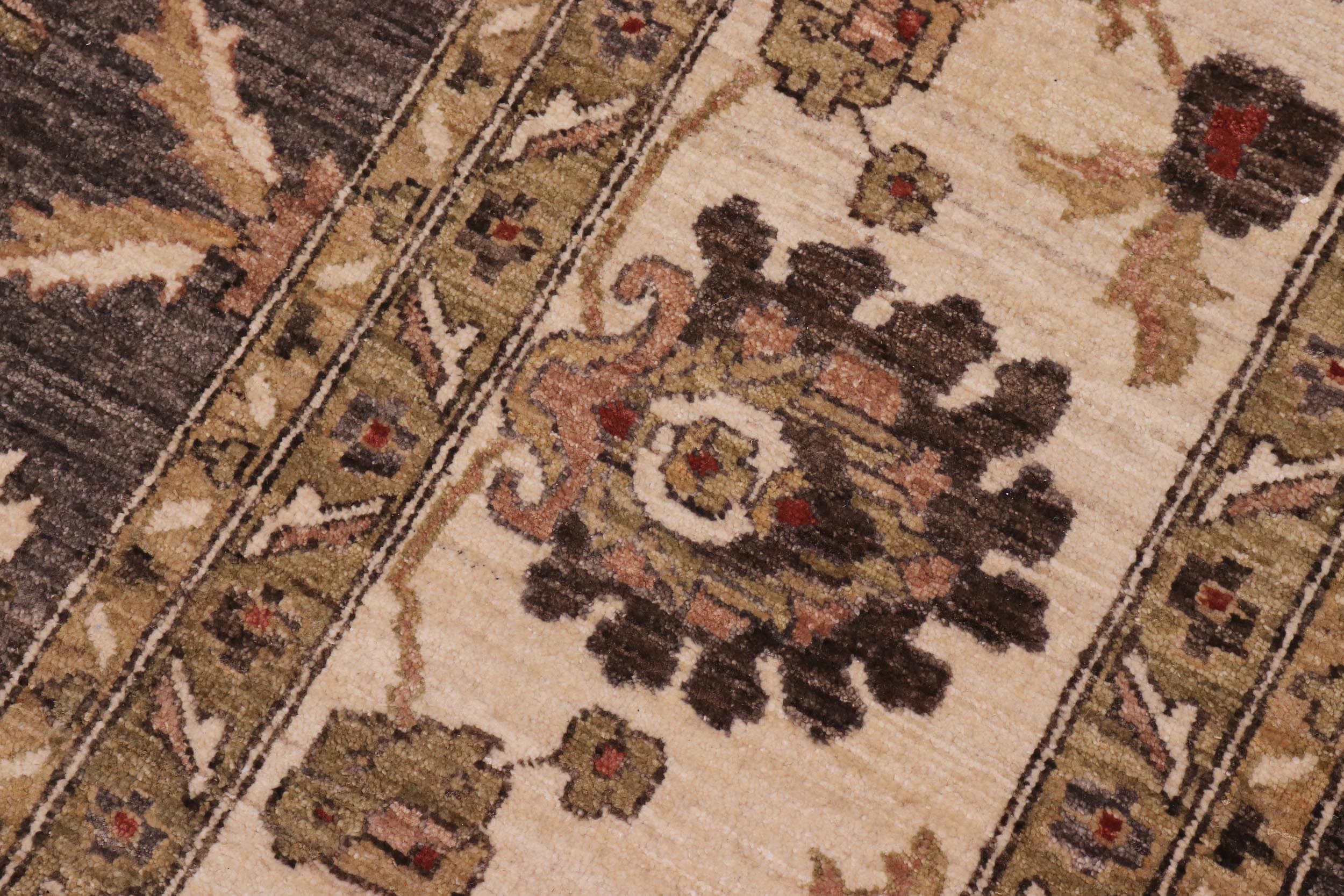 handmade Transitional Kafkaz Grayish Gre Ivory Hand Knotted RECTANGLE 100% WOOL area rug 10' x 14'