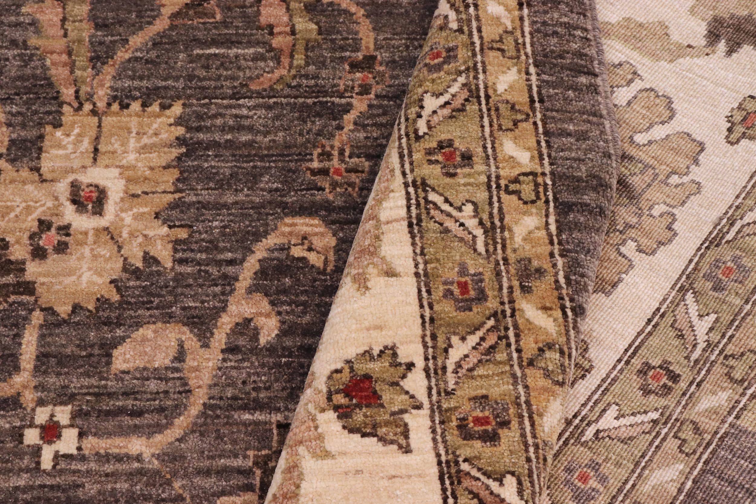 handmade Transitional Kafkaz Grayish Gre Ivory Hand Knotted RECTANGLE 100% WOOL area rug 10' x 14'