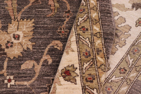 handmade Transitional Kafkaz Grayish Gre Ivory Hand Knotted RECTANGLE 100% WOOL area rug 10' x 14'