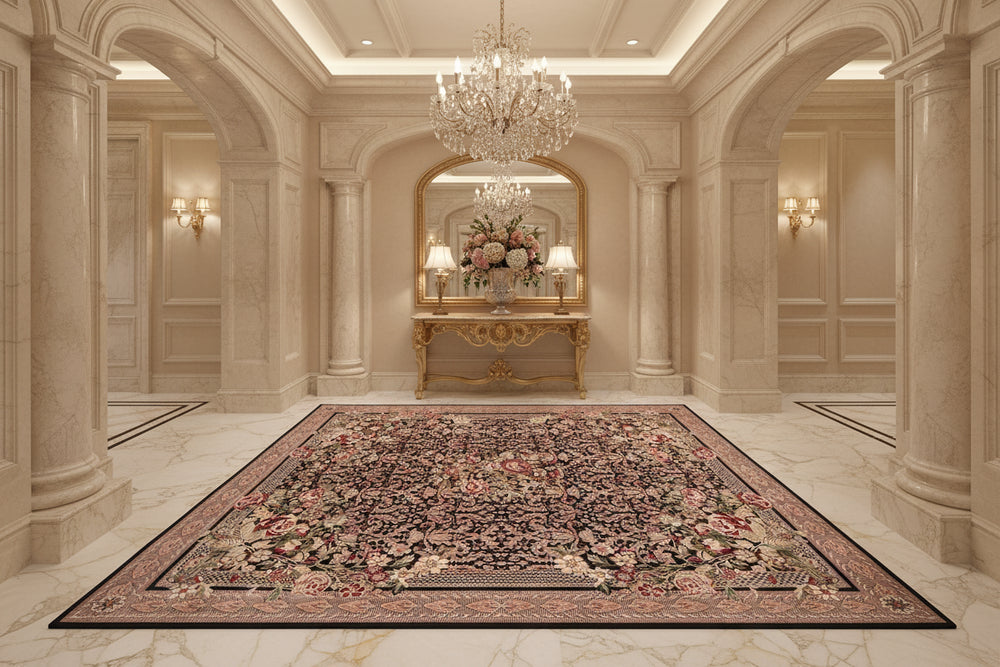 handmade Traditional Rasmi Romal Black Tan Hand Knotted RECTANGLE 100% WOOL area rug 10x14