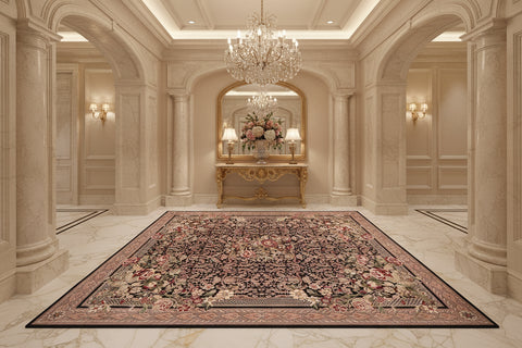 handmade Traditional Rasmi Romal Black Tan Hand Knotted RECTANGLE 100% WOOL area rug 10x14