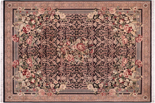 handmade Traditional Rasmi Romal Black Tan Hand Knotted RECTANGLE 100% WOOL area rug 10x14