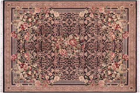 handmade Traditional Rasmi Romal Black Tan Hand Knotted RECTANGLE 100% WOOL area rug 10x14