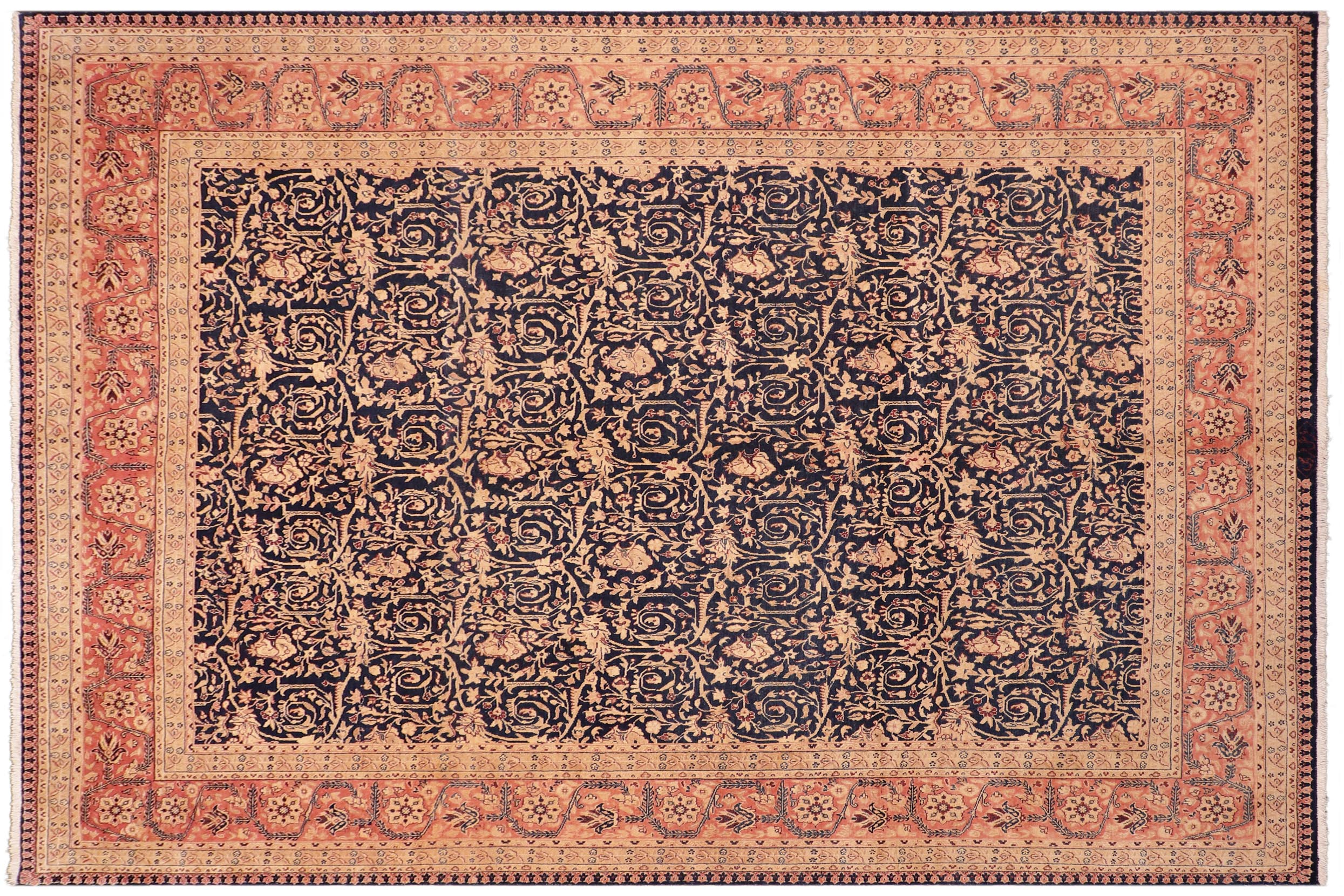handmade Transitional Harriss Blue Rose Hand Knotted RECTANGLE 100% WOOL area rug 8x10