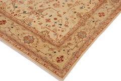 handmade Traditional Kafkaz Tan Blue Hand Knotted RECTANGLE 100% WOOL area rug 9x11