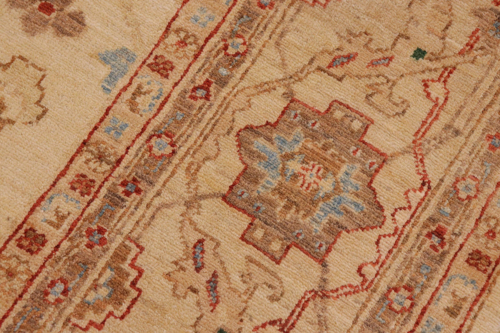 handmade Traditional Kafkaz Tan Blue Hand Knotted RECTANGLE 100% WOOL area rug 9x11