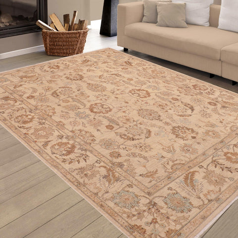 handmade Transitional Kafkaz Tan Brown Hand Knotted RECTANGLE 100% WOOL area rug 8' x 10'