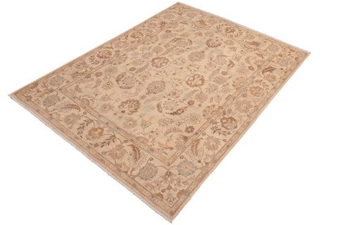 handmade Transitional Kafkaz Tan Brown Hand Knotted RECTANGLE 100% WOOL area rug 8' x 10'