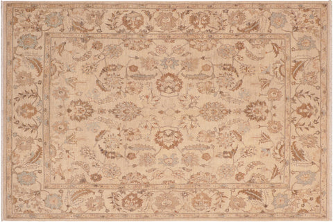 handmade Transitional Kafkaz Tan Brown Hand Knotted RECTANGLE 100% WOOL area rug 8' x 10'