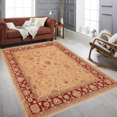 handmade Traditional Kafkaz Beige Burgundy Hand Knotted RECTANGLE 100% WOOL area rug 8 x 10