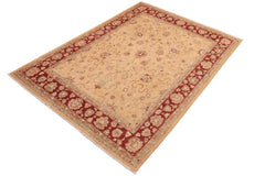 handmade Traditional Kafkaz Beige Burgundy Hand Knotted RECTANGLE 100% WOOL area rug 8 x 10