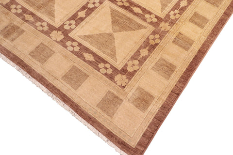 handmade Transitional Kafkaz Brown Tan Hand Knotted RECTANGLE 100% WOOL area rug 8' x 10'