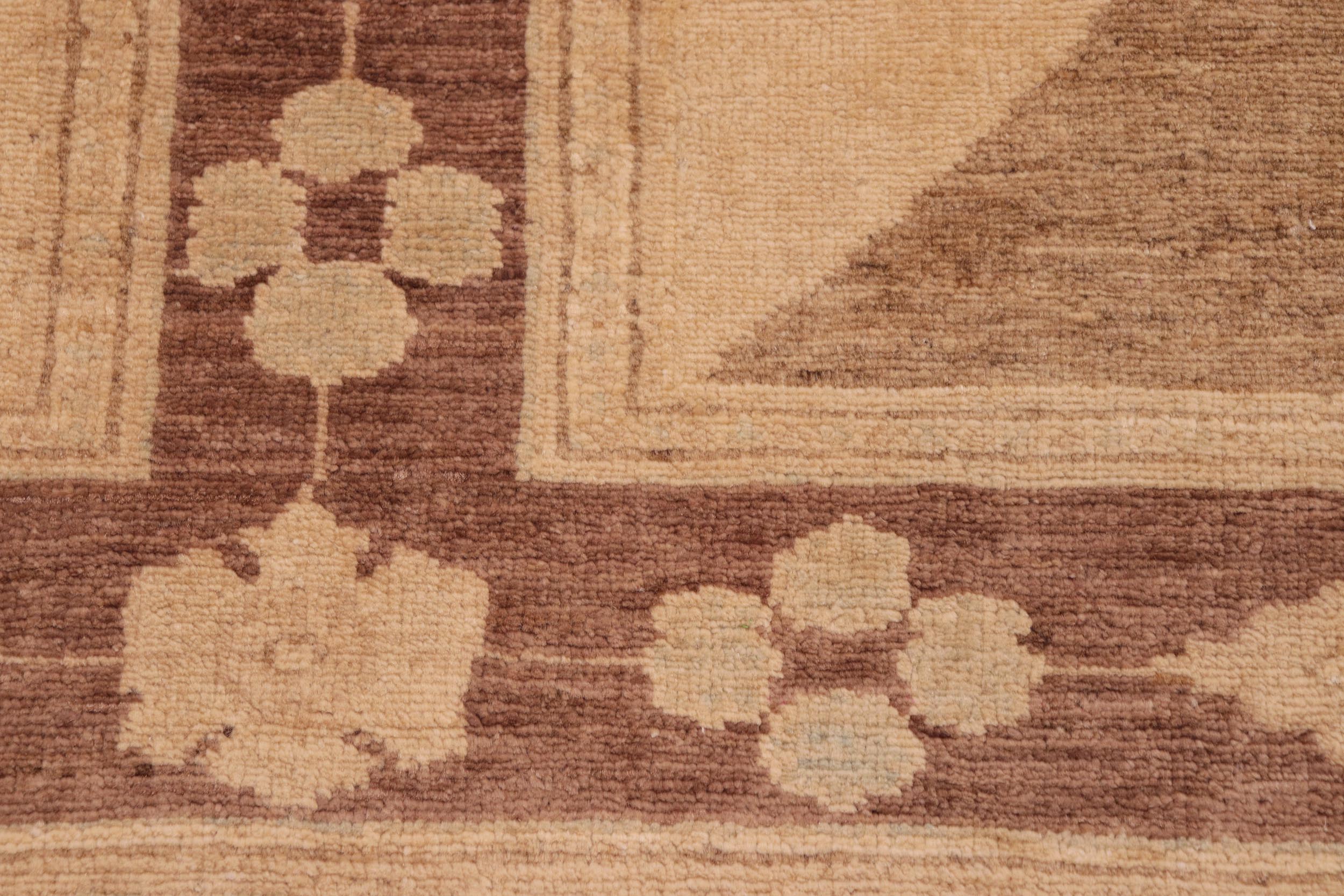 handmade Transitional Kafkaz Brown Tan Hand Knotted RECTANGLE 100% WOOL area rug 8' x 10'