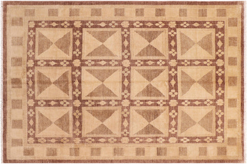 handmade Transitional Kafkaz Brown Tan Hand Knotted RECTANGLE 100% WOOL area rug 8' x 10'