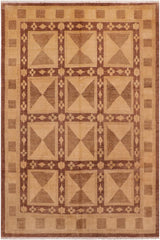 handmade Transitional Kafkaz Brown Tan Hand Knotted RECTANGLE 100% WOOL area rug 8 x 10