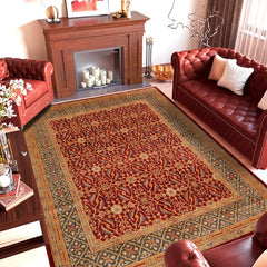handmade Transitional Kafkaz Rust Blue Hand Knotted RECTANGLE 100% WOOL area rug 8 x 10