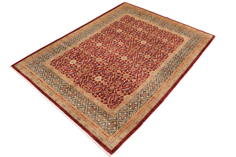 handmade Transitional Kafkaz Rust Blue Hand Knotted RECTANGLE 100% WOOL area rug 8' x 10'