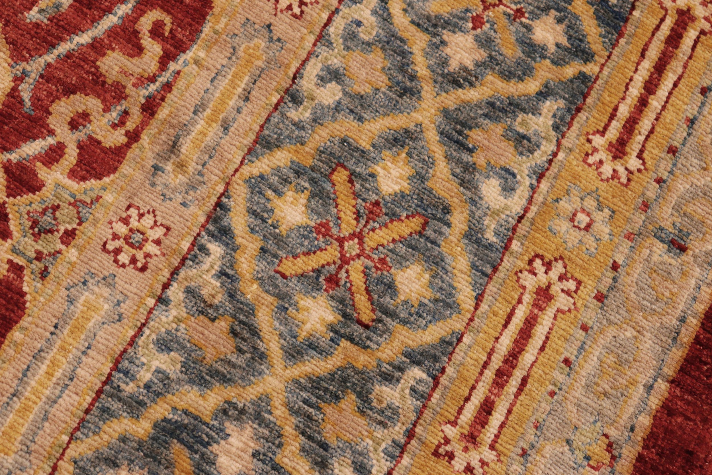 handmade Transitional Kafkaz Rust Blue Hand Knotted RECTANGLE 100% WOOL area rug 8' x 10'