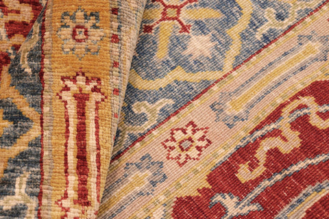 handmade Transitional Kafkaz Rust Blue Hand Knotted RECTANGLE 100% WOOL area rug 8' x 10'