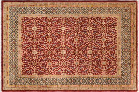 handmade Transitional Kafkaz Rust Blue Hand Knotted RECTANGLE 100% WOOL area rug 8' x 10'