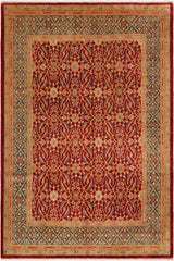 handmade Transitional Kafkaz Rust Blue Hand Knotted RECTANGLE 100% WOOL area rug 8 x 10