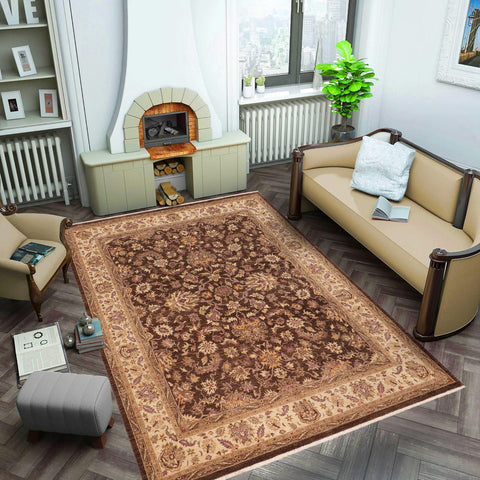 handmade Traditional Kafkaz Brown Beige Hand Knotted RECTANGLE 100% WOOL area rug 8x10