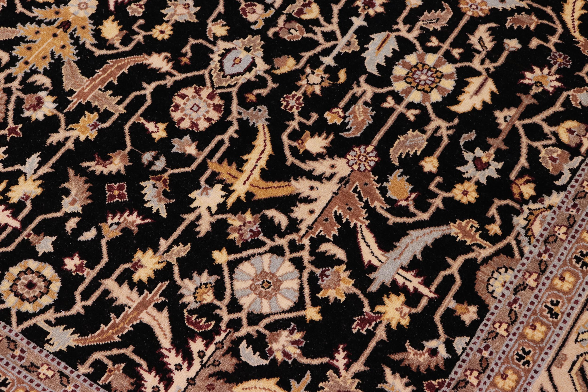 handmade Transitional Kafkaz Black Beige Hand Knotted RECTANGLE 100% WOOL area rug 8x10